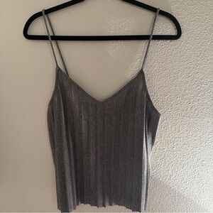 Women's Gray Ribbed V-Neck Cami Tank Top